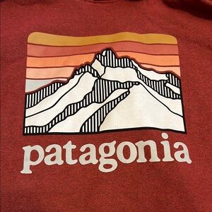 Patagonia Maroon Hoodie with Mountain Design
